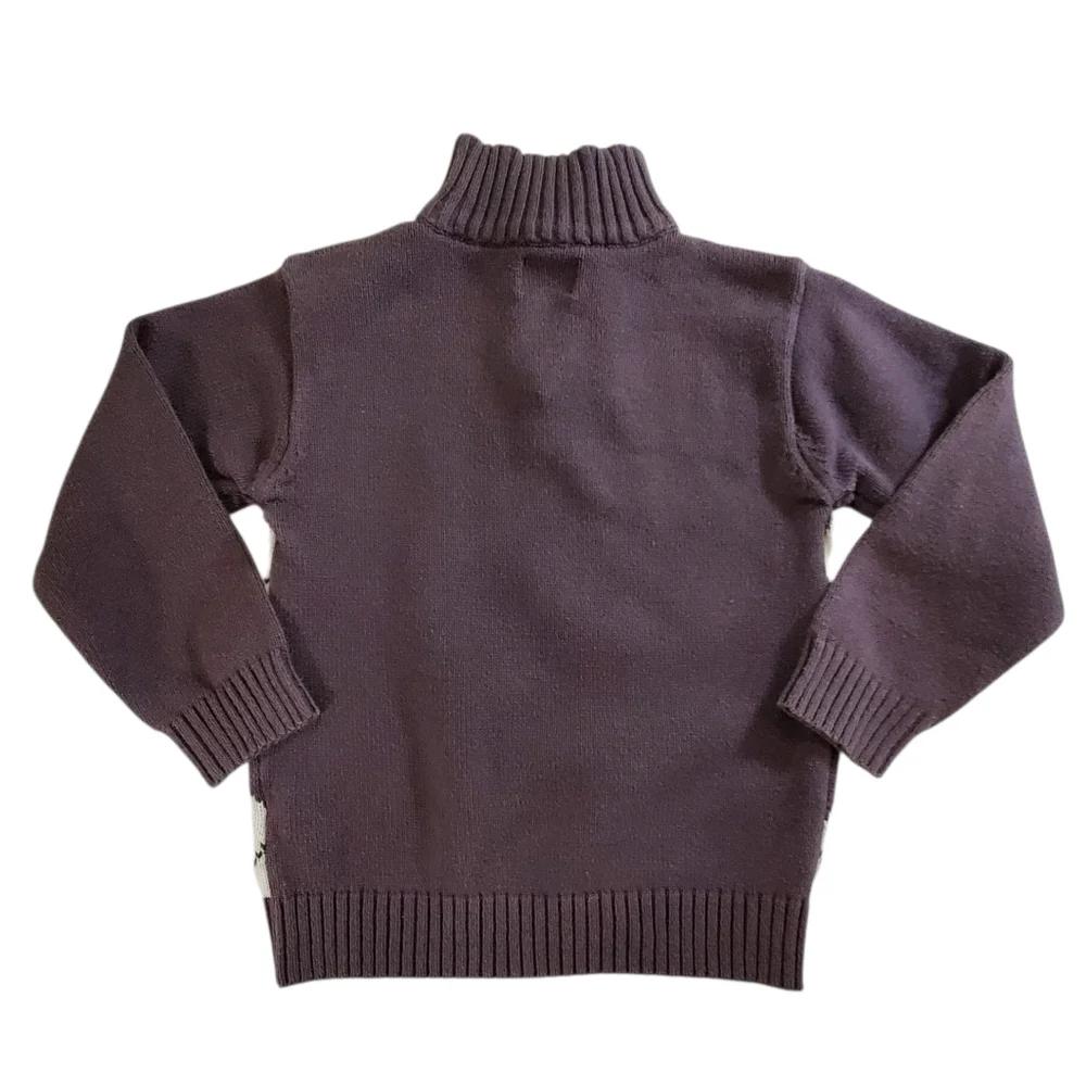K1423 * Children's Place Argyle 1/4 Zip Sweater Charcoal Gray White Size S 5/6